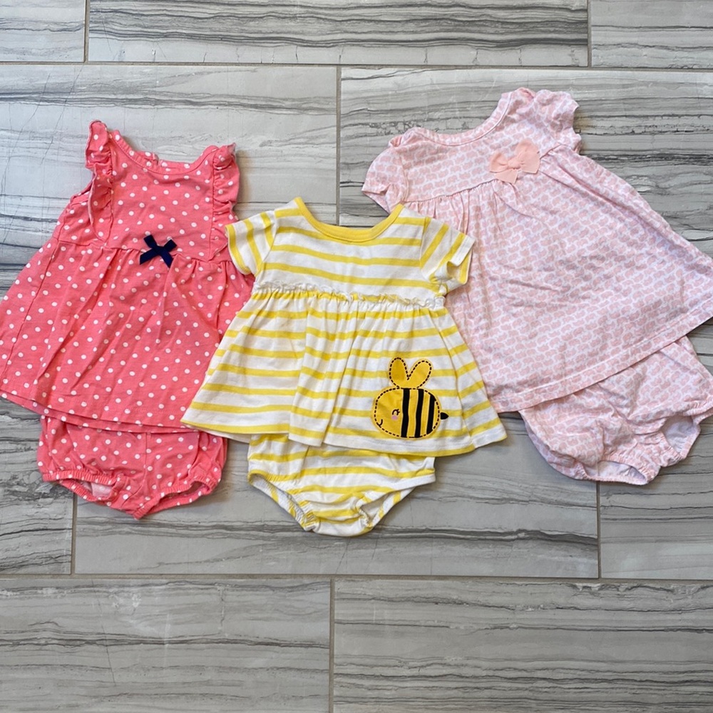 Lot of 3 cute baby girl dresses